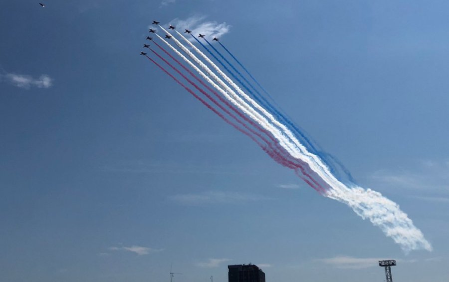 Red Arrows over Boston Harbor