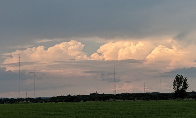 Incoming storm from top of Millennium Park in West Roxbury