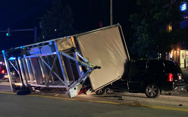 Person trapped in SUV