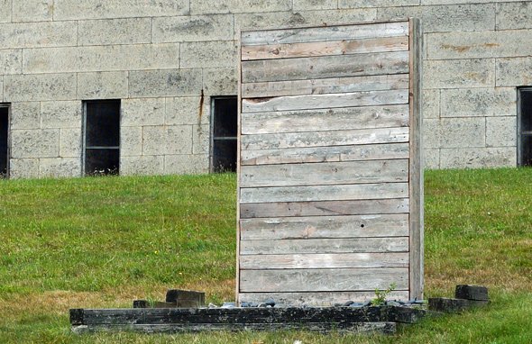 Boarded up Confederate memorial