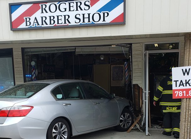 Car into barber shop in Sharon