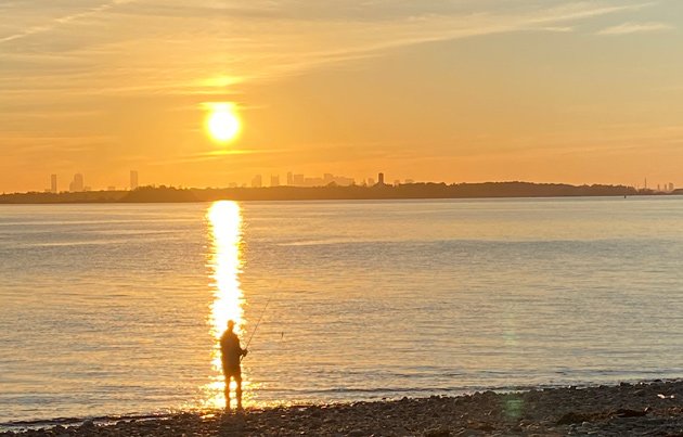 Fishing at sunset at Hull Gut