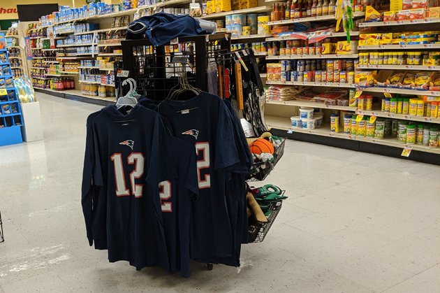 Tom Brady jerseys for sale at the Hyde Park Shaw's