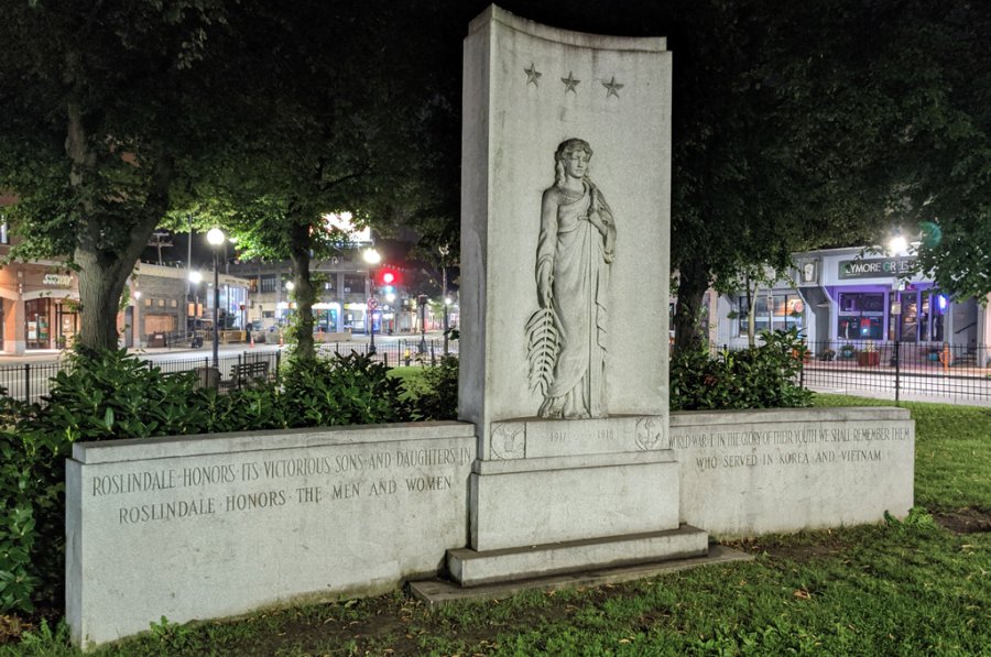 World War I and Korean and Vietnam War memorial in Adams Park in Roslindale