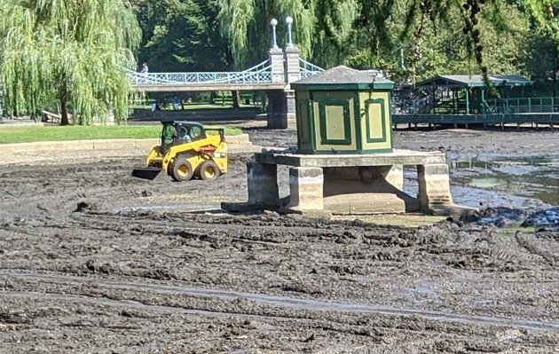 Scraping the bottom of the Public Garden Lagoon