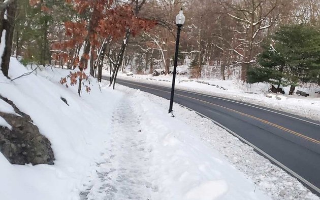 Sidewalk vs. road in Franklin Park