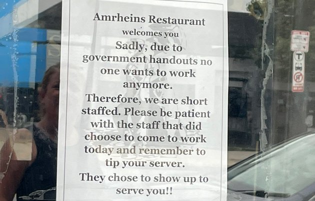 Amrheins blames government handouts for its inability to hire workers