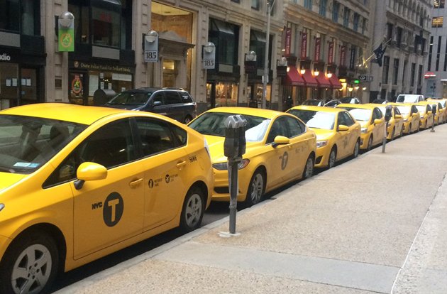 New York City cabs on Devonshire Street in Boston