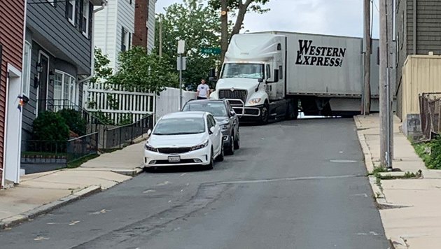 Stuck truck in Charlestown