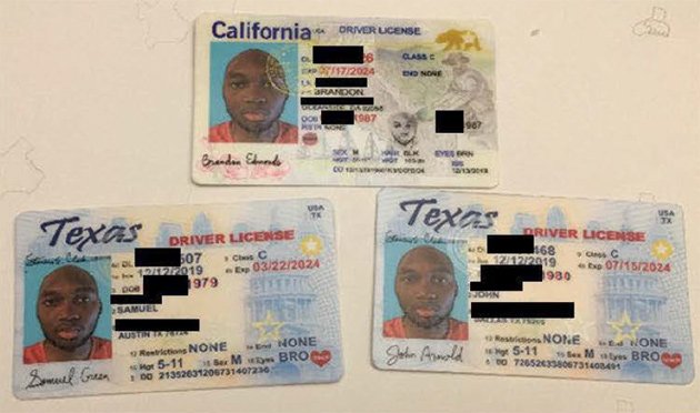 Fake licenses used in the plot