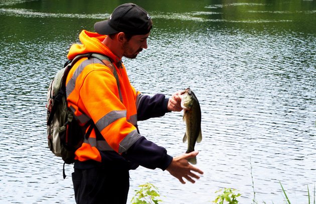 Jamaica Pond fisherman and fish