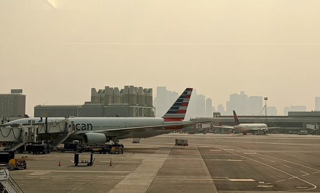 Hazy Logan Airport