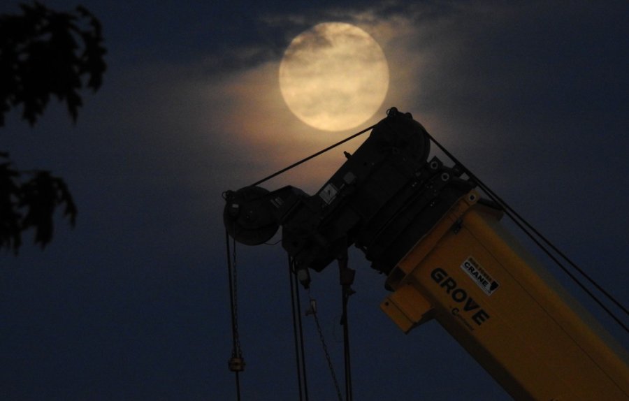 Moon over the West Roxbury Crushed Stone quarry