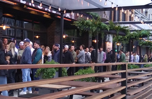 Crowd outside the Broadway in South Boston