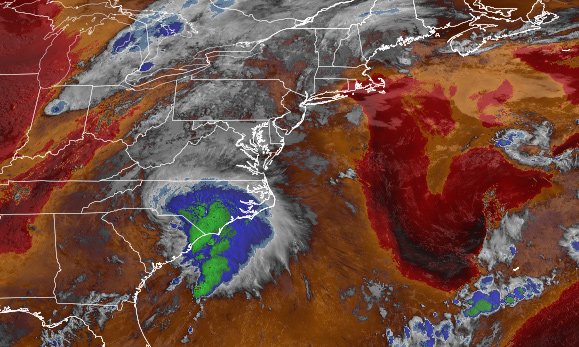 Satellite image showing how loaded with water Elsa is