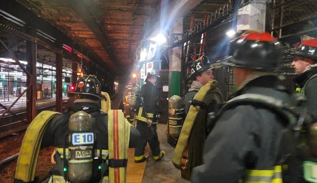 Firefighters at Boylston on the Green Line