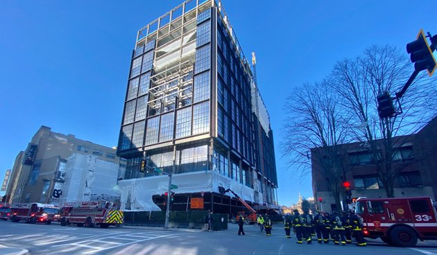 Firefighters at gas-main leak on Brookline Avenue