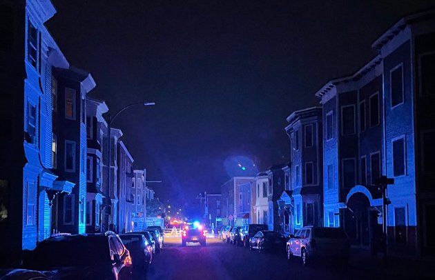 Darkened South Boston street