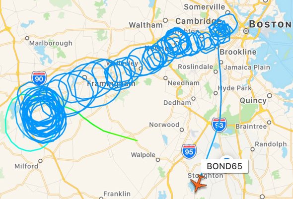 Flight tracker data for plane along Marathon route