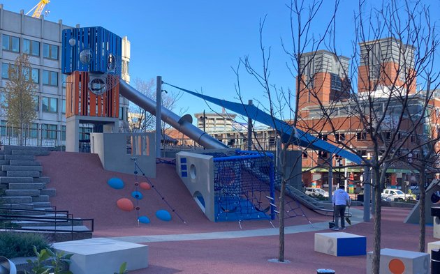 New slide at City Hall Plaza