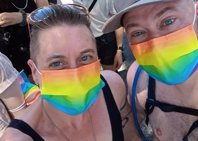 Two of the marchers in the Trans Resistance March