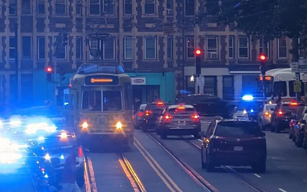 Police at trolley crash scene