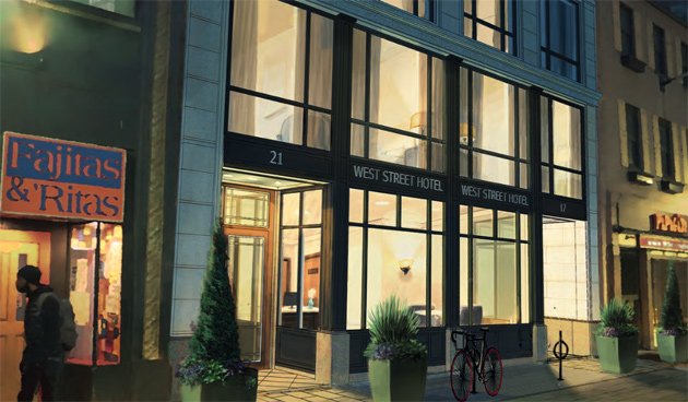 Street-level rendering of new hotel