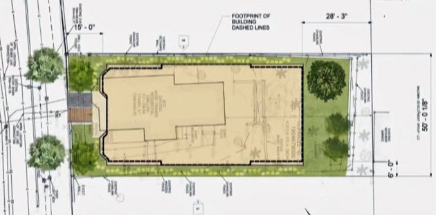 Plan for property showing the old oak tree