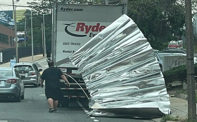 Truck peeled back in Dorchester