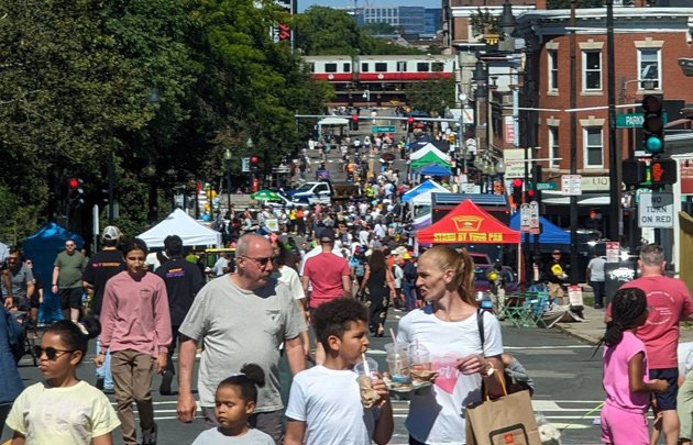 Dorchester Avenue in Fields Corner open only to pedestrians today