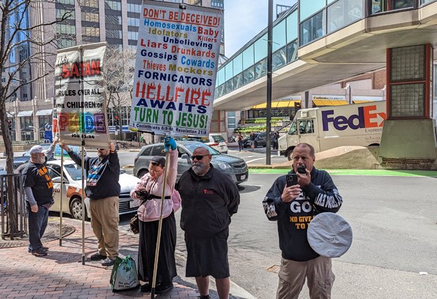 People outside the Marriott