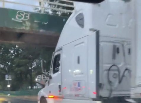 Truck almost hits pedestrian bridge on Storrow Drive