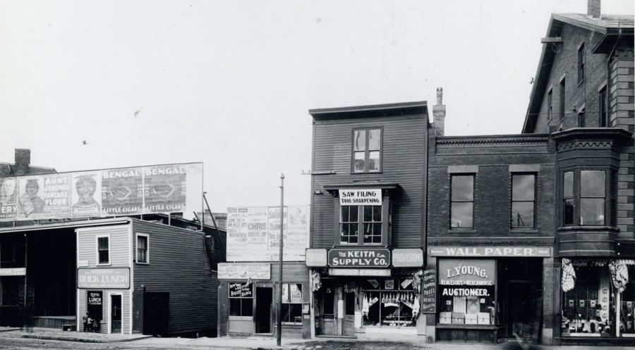 Block of stores in old Boston