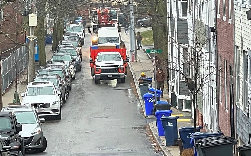 Truck blocking Eden Street in Charlestown 