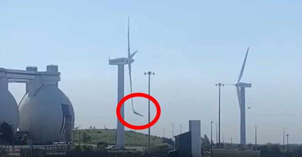 Damaged wind turbine after May 29, 2023 incident