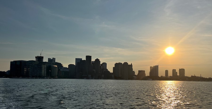 Sunset over Boston Harbor