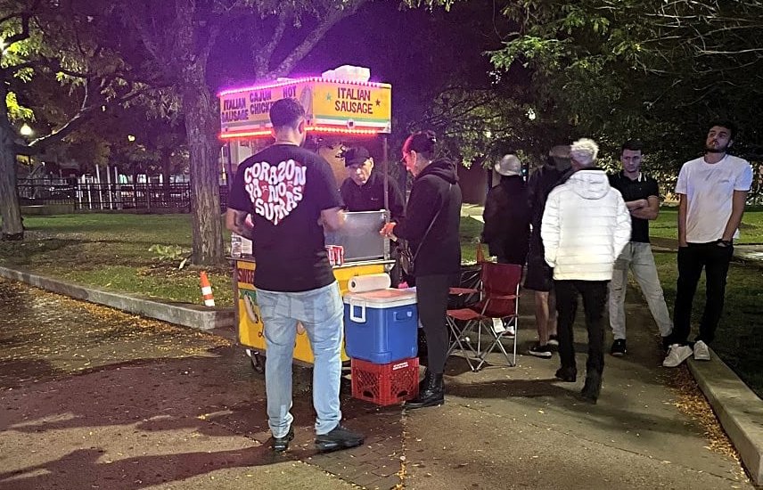 Hot-dog stand open in Eliot Norton Park at 2:45 a.m., if you can imagine