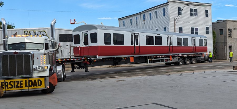 Old Red Line car right on Dorchester Avenue