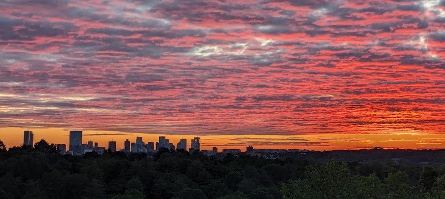 Orange sunrise over Boston