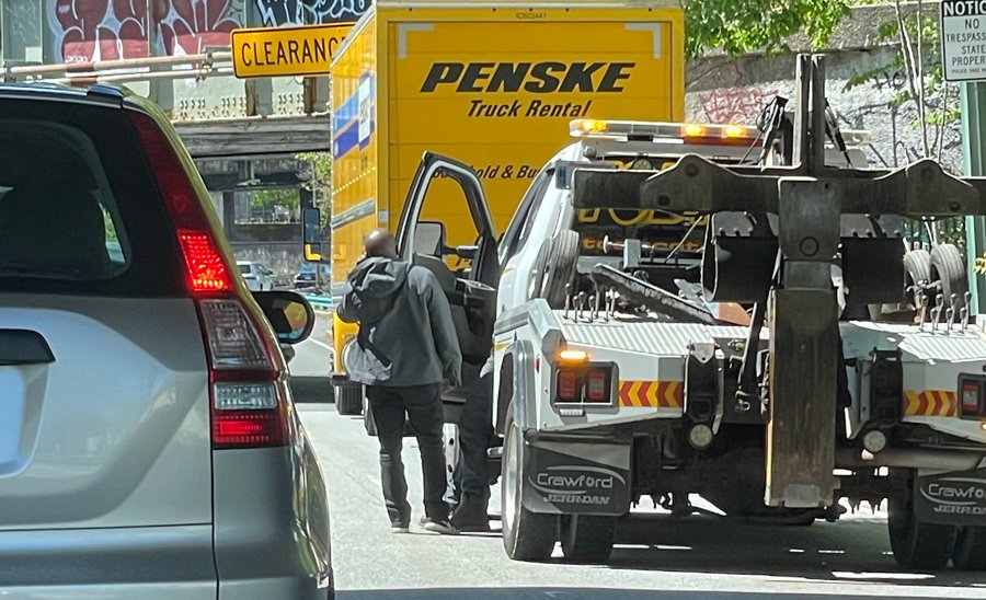 Driver of a Penske truck had the sense not to try to ram way under a Storrow bridge