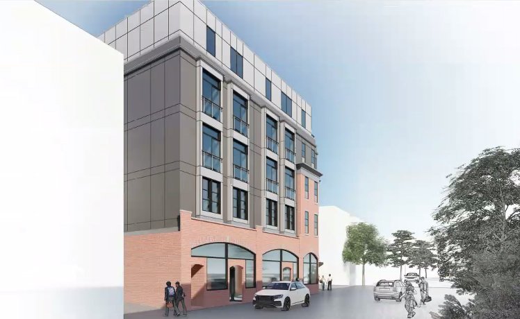 Rendering of proposed 5-story apartment building on Glenville Ave.