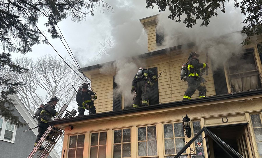 Firefighters on second floor of Monponset Street house