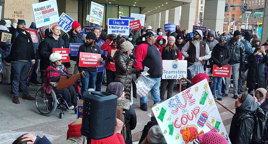 Protesters outside the O'Neill Building