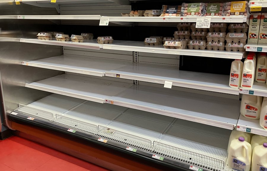 Few eggs left at the Somerville Whole Foods