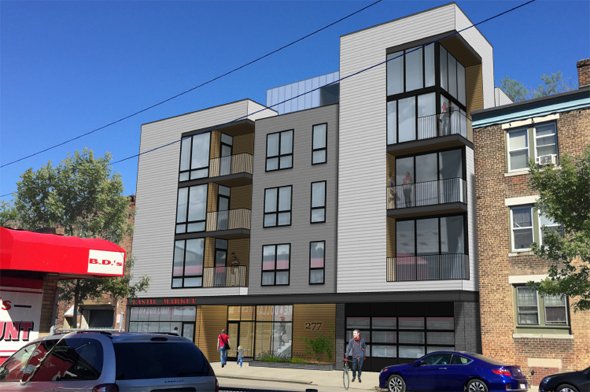 Architect's rendering of 277 Border St. in East Boston