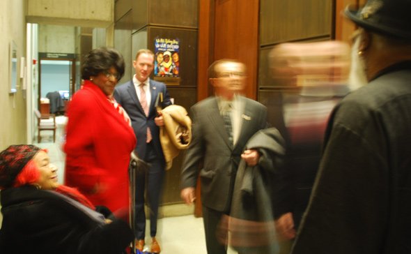 Althea Garrison waiting for an office