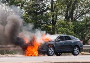 Car on fire on I-93 in Milton