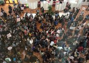 Harvard students occupy Harvard builidng in support of striking workers