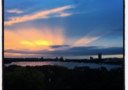 Orange and blue sunset over the Charles River