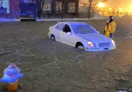 Flooded car in Chelsea